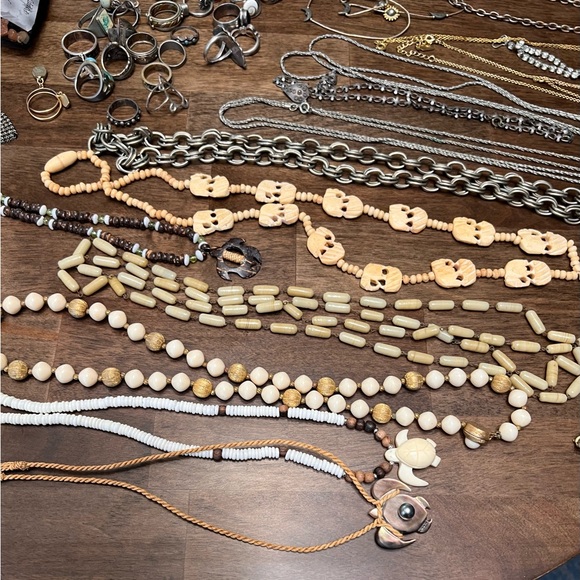 Vintage sterling silver boho turquoise shell Hawaii hippie jewelry bundle - Picture 9 of 11